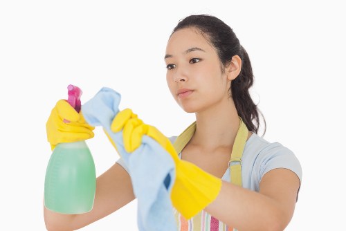 Professional hot water extraction cleaning on carpet