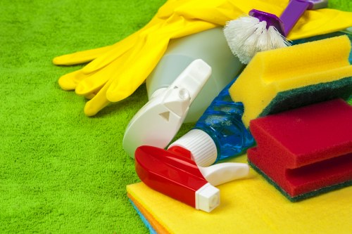 Safety-focused carpet cleaning setup with controlled workspace